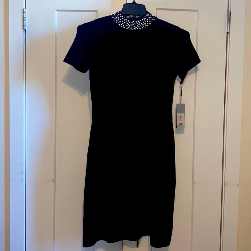 Karl Lagerfeld Paris embellished mock neck sweater dress